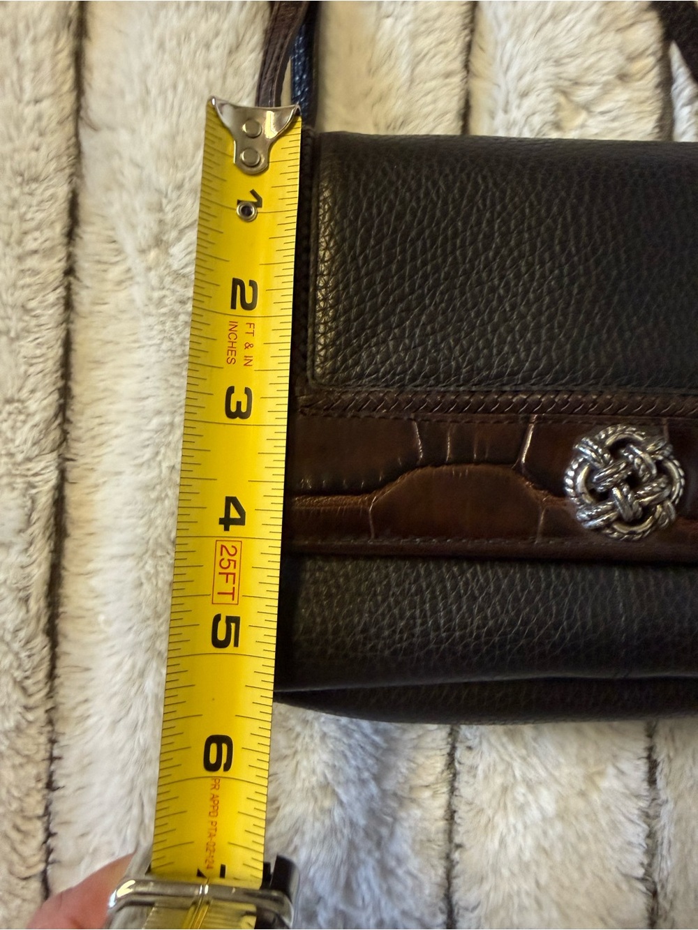 Brighton Black and Dark Brown Leather Crossbody with Croc Accents - Picture 11 of 13